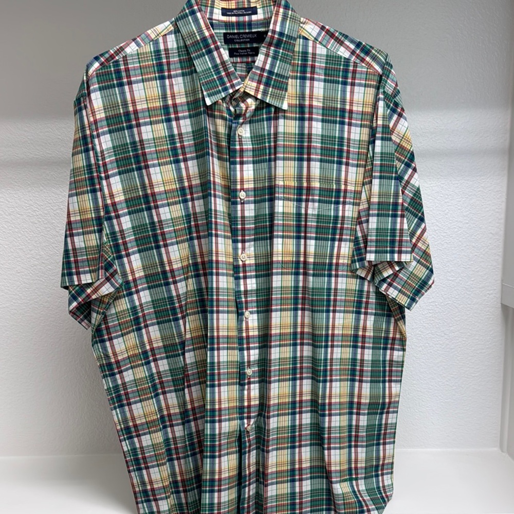 Daniel‎ Cremieux Men’s XL Short Sleeve 100% Cotton Colorful Plaid Button Down